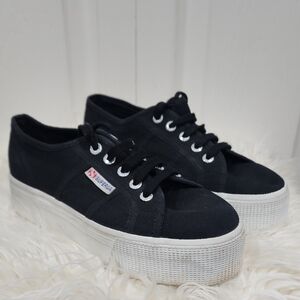 Superga Black and White Canvas Sneakers